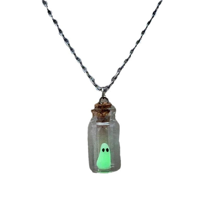 Wholesale Halloween Bottle Luminous Ghost Necklace